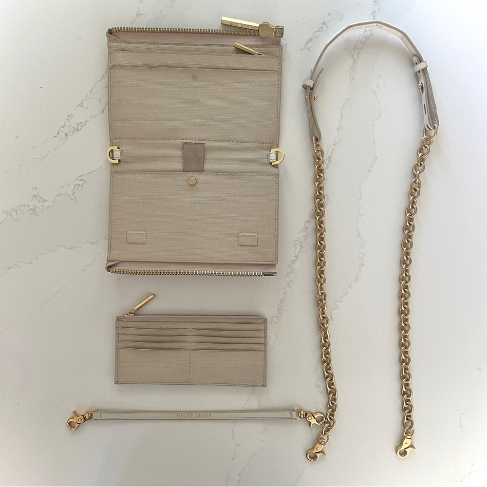 Dagne Dover Original Convertible Clutch Wallet with Shoulder Chain - Linen - Picture 1 of 16
